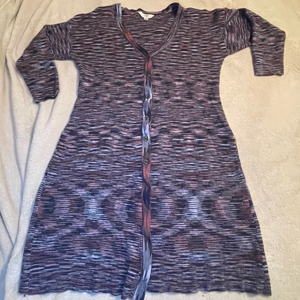 Terra and Sky Multicolor Striped Knit Cardigan 2X